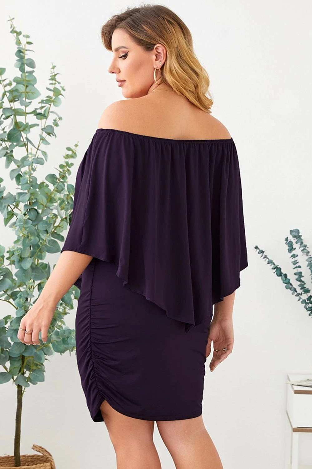 Full Size Off-Shoulder Half Sleeve Dress - Trendsi - Flyclothing LLC