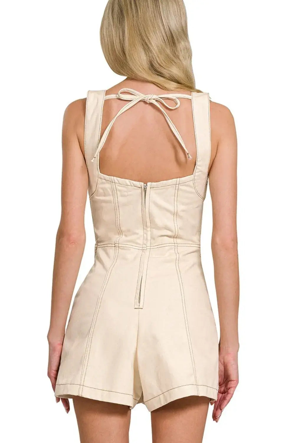 Zenana Tie Back Romper - Trendsi - Flyclothing LLC