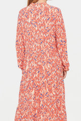 Plus Size Printed Notched Long Sleeve Dress - Trendsi - Flyclothing LLC