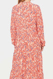 Plus Size Printed Notched Long Sleeve Dress - Trendsi - Flyclothing LLC