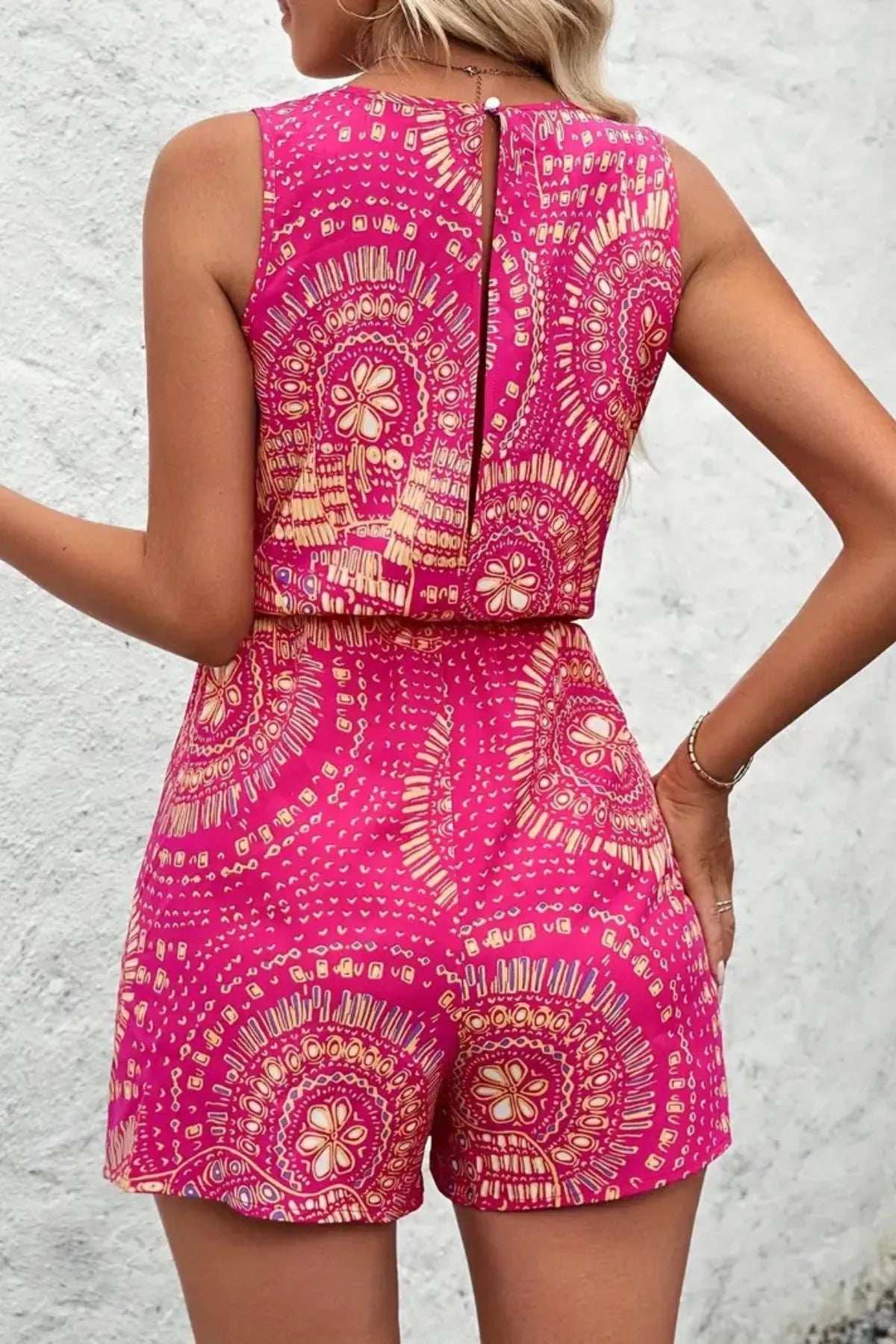 Boho Floral Print Sleeveless Summer Romper - Trendsi - Flyclothing LLC