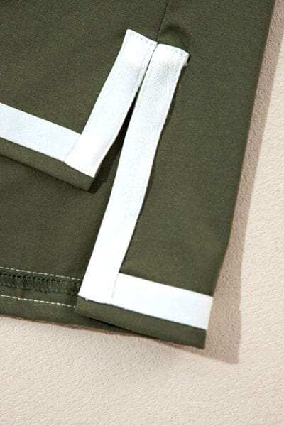 Contrast Trim Tee and Shorts Set - Trendsi - Flyclothing LLC