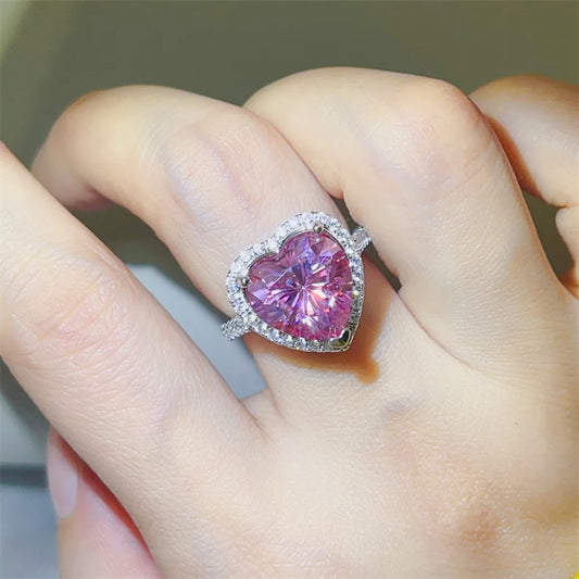 5 Carat Moissanite 925 Sterling Silver Heart Ring - Trendsi - Flyclothing LLC