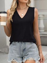 Classic V-Neck Sleeveless Tank Top - Trendsi - Flyclothing LLC