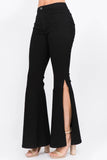 American Bazi Side Slit Flare Jeans - Trendsi