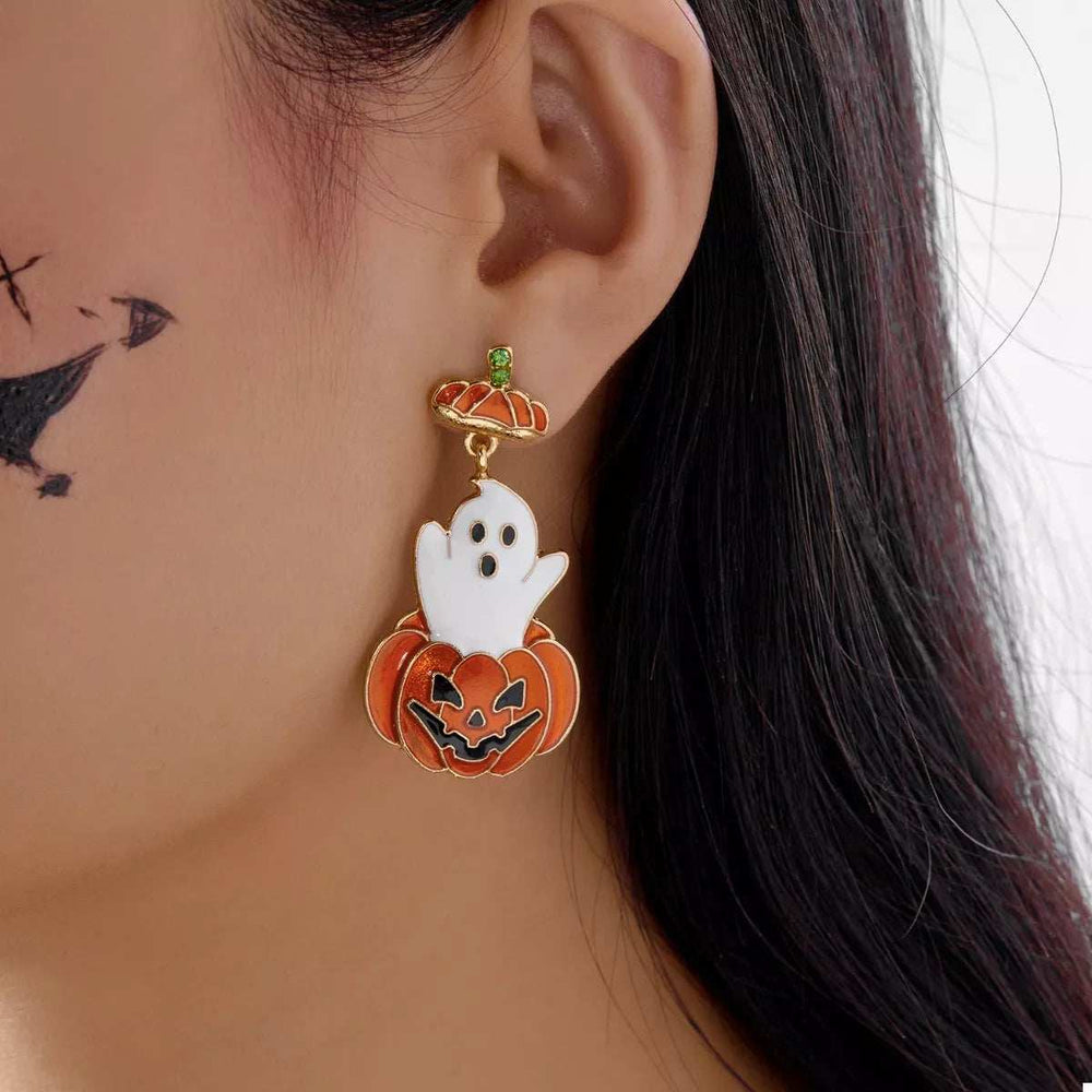Halloween Ghost Pumpkin Dangle Earrings - Trendsi - Flyclothing LLC