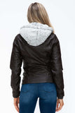 YMI Removable Faux Layered Multi-Pocket Jacket with Fuzzy Hood - Trendsi - Flyclothing LLC