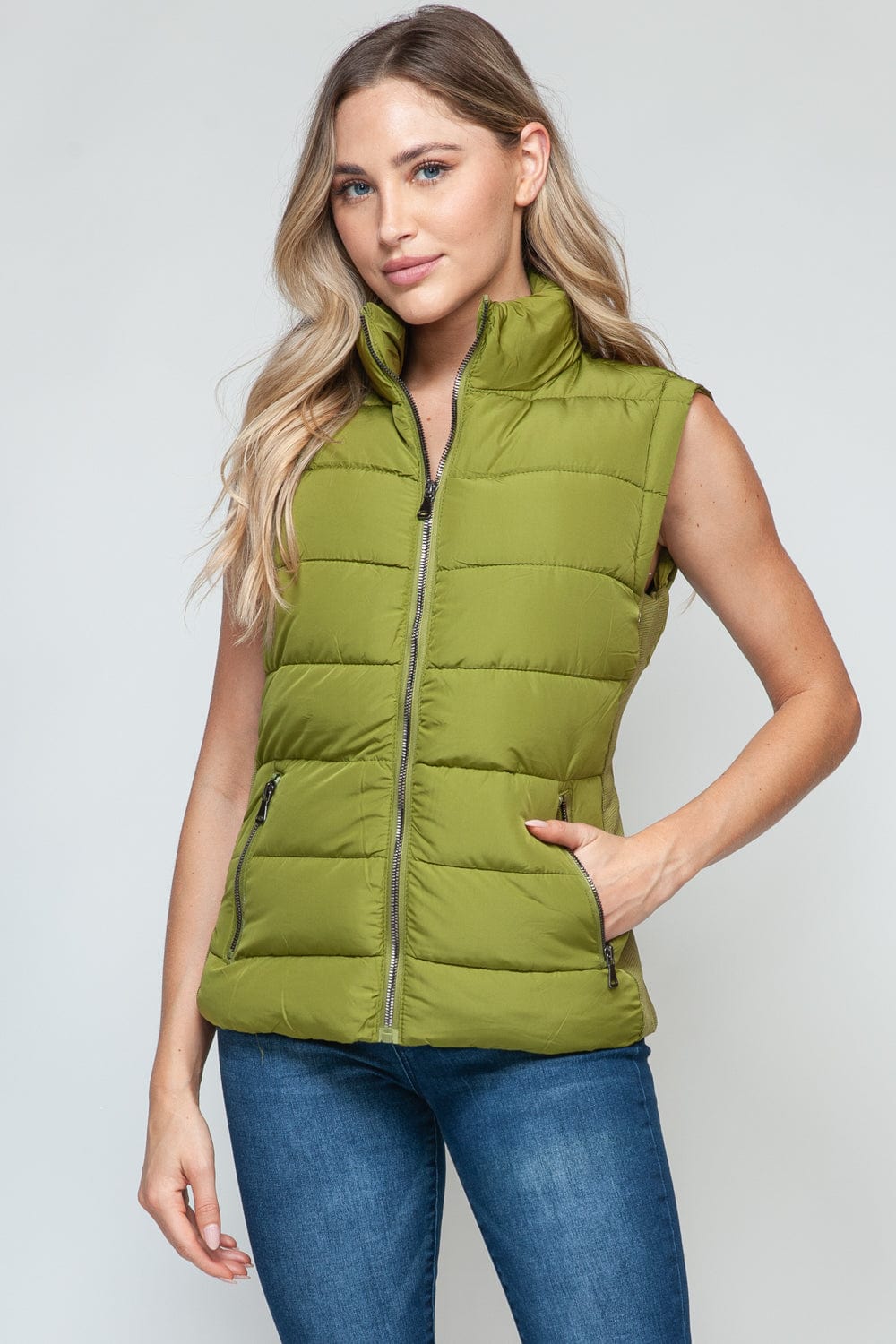 Snobbish Zip Up Turtleneck Vest with Pockets - Trendsi