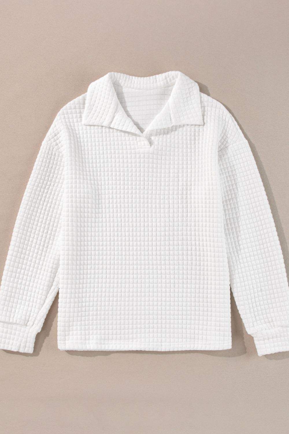 Texture Johnny Collar Long Sleeve Sweatshirt - Trendsi - Flyclothing LLC