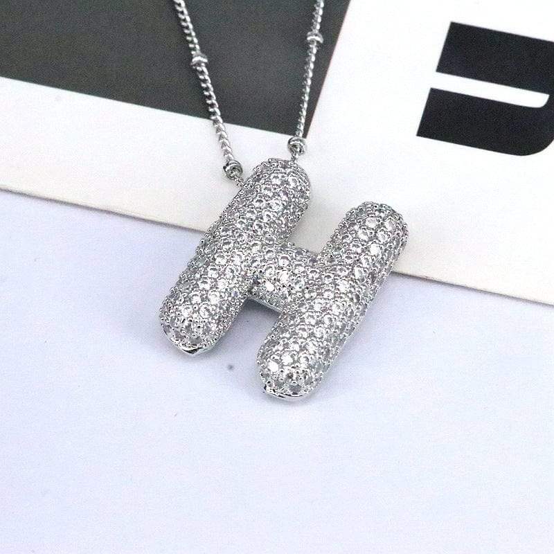 Copper Inlaid Zircon Letter Pendant Necklace - Trendsi - Flyclothing LLC