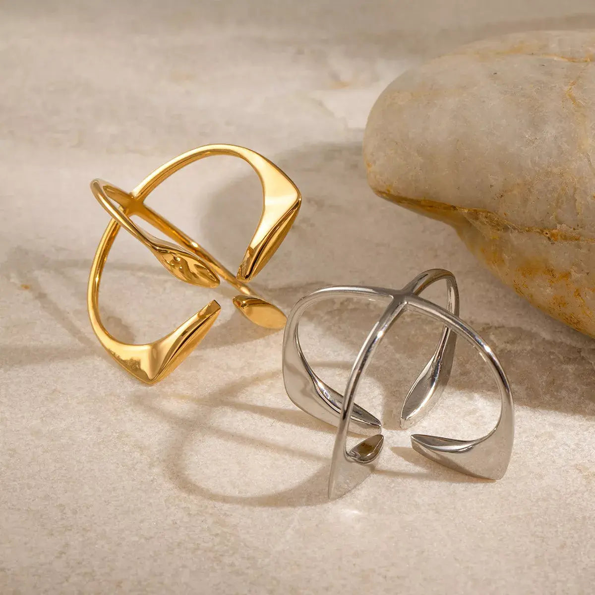 Stainless Steel Crisscross Open Ring - Trendsi - Flyclothing LLC
