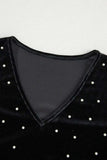 Pearl Detail V-Neck Long Sleeve Bodysuit - Trendsi - Flyclothing LLC