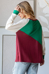 HOPELY Full Size Color Block Long Sleeve T-Shirt - Trendsi