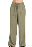 Zenana Linen Drawstring Pants - Trendsi