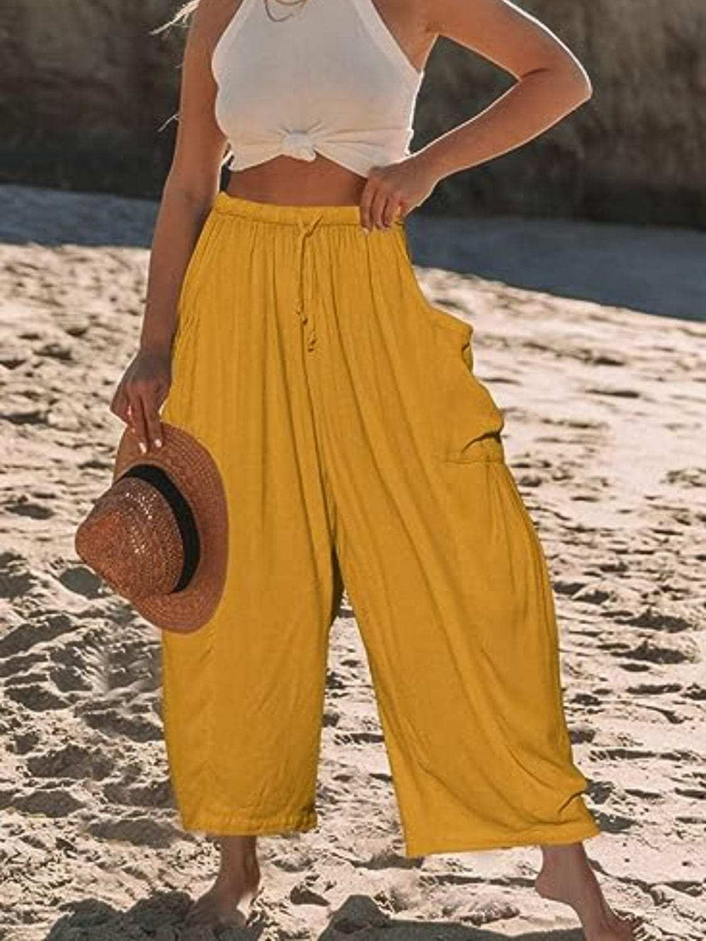 Full Size Wide Leg Pants with Pockets Plus Size - Trendsi - Flyclothing LLC