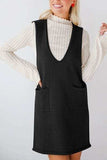 Lovelet Pocketed V-Neck Mini Sweater Overall Dress - Trendsi - Flyclothing LLC