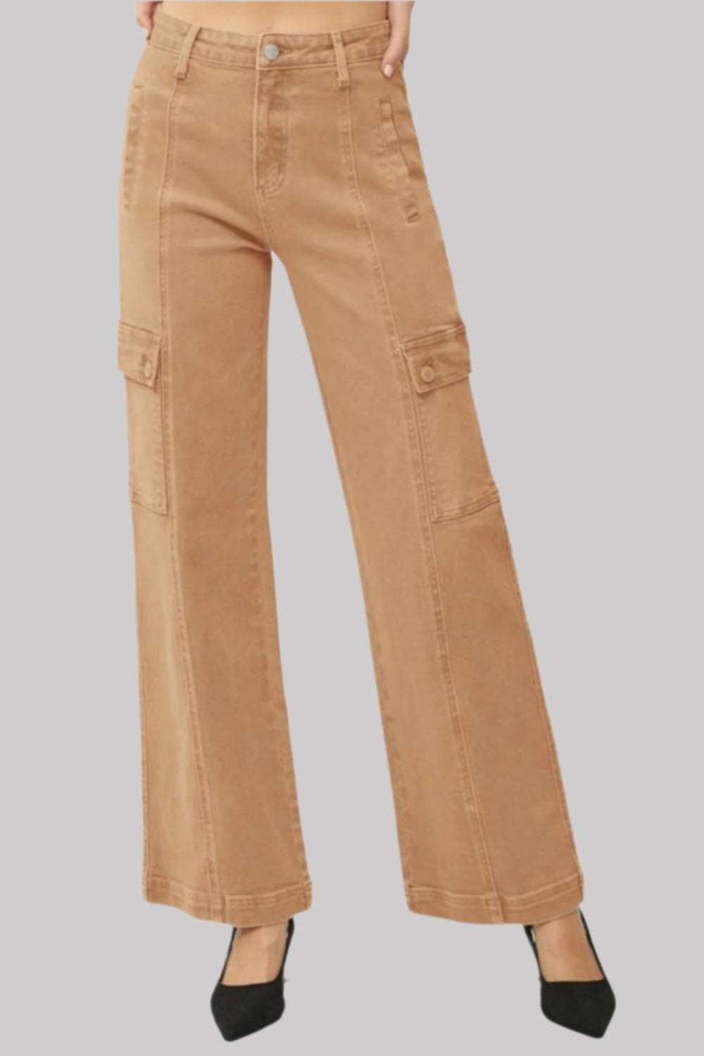 RISEN Full Size High Rise Wide Leg Cargo Jeans - Trendsi - Flyclothing LLC