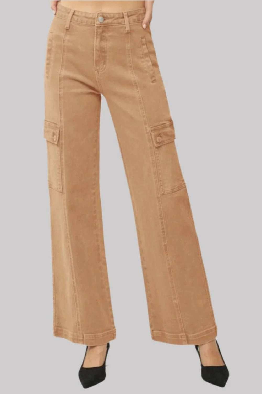 RISEN Full Size High Rise Wide Leg Cargo Jeans - Trendsi - Flyclothing LLC