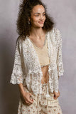 POL Floral Lace Short Sleeve Crochet Cardigan with Tassel Tie - Trendsi - Flyclothing LLC