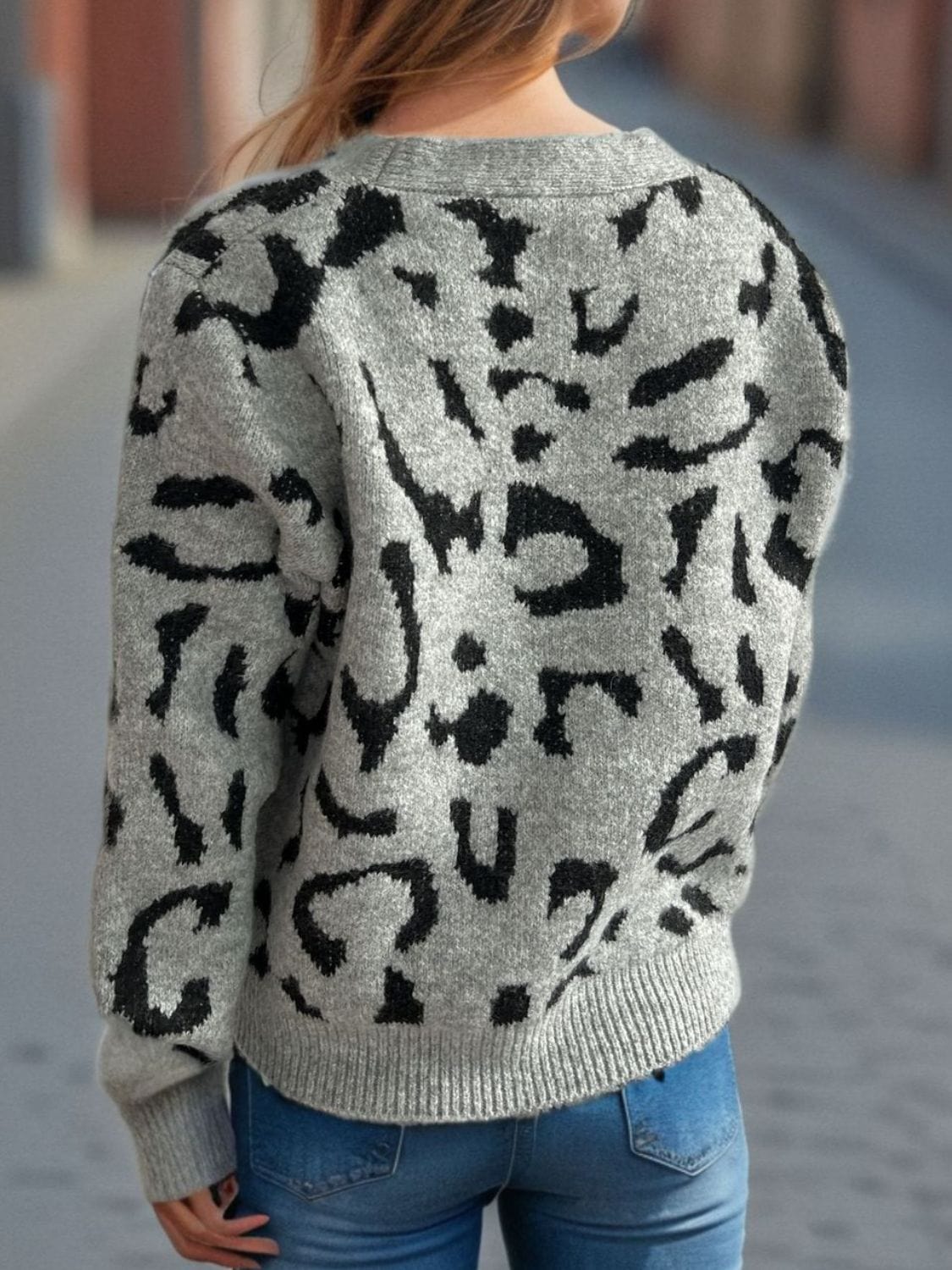 Leopard V-Neck Button Up Cardigan - Trendsi