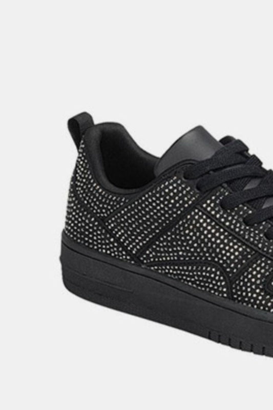 Forever Link Rhinestone Platform Flat Sneakers - Trendsi