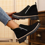 Ankle Boots with Zipper Accent - Trendsi - Flyclothing LLC