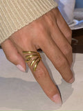 18K Gold-Plated Stainless Steel Irregular Open Ring - Trendsi - Flyclothing LLC