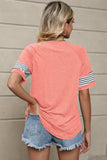 Striped Round Neck Short Sleeve T-Shirt - Trendsi - Flyclothing LLC