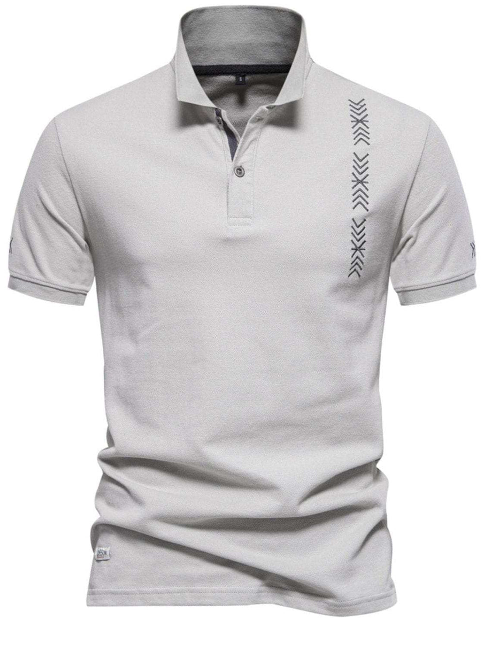 Men's Collared Neck Geometric Embroidered Polo - Trendsi - Flyclothing LLC