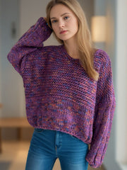 Dropped Shoulder Long Sleeve Sweater - Trendsi