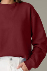 Round Neck Long Sleeve Sweatshirt - Trendsi - Flyclothing LLC