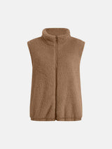 Full Size Fuzzy Zip Up Vest Coat with Pockets - Trendsi - Flyclothing LLC