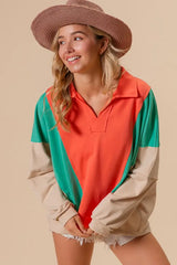 BiBi Colorblock Exposed Seam French Terry Sweatshirt - Trendsi - Flyclothing LLC