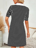 Contrast Striped Short Sleeve Mini Dress - Trendsi - Flyclothing LLC