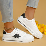 Star Round Toe Lace Up Sneakers - Trendsi