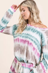 BiBi Tie Dye Print Terry Sweatshirt - Trendsi - Flyclothing LLC