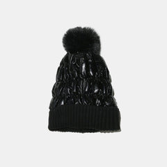 Thermal Knit Hat with Pompom - Trendsi
