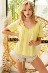 BiBi Tied Detail Short Sleeve T-Shirt - Trendsi - Flyclothing LLC