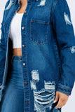 American Bazi Distressed Button Up Long Sleeve Denim Jacket - Trendsi - Flyclothing LLC