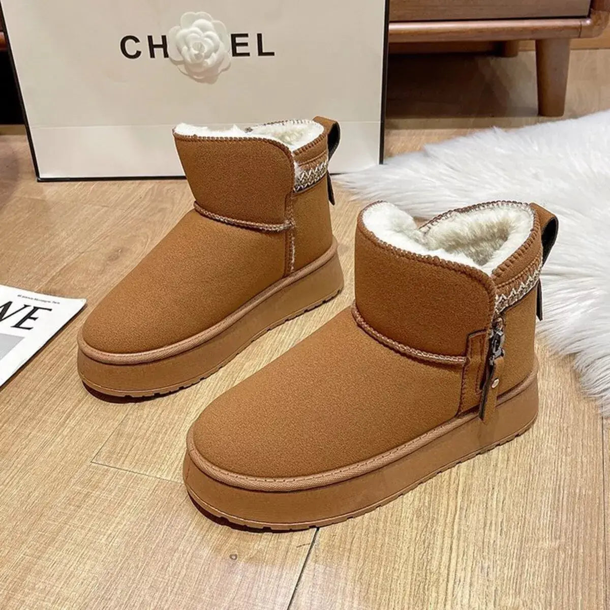Round Toe Platform Boots - Trendsi - Flyclothing LLC