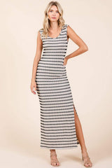 Mittoshop Striped Scoop Neck Sleeveless Maxi Dress - Trendsi - Flyclothing LLC