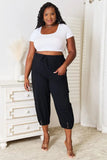 Shiny Decorative Button Cropped Pants - Trendsi