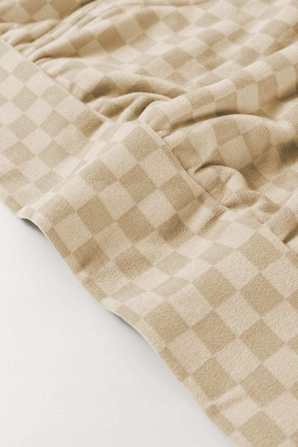 Checkered Print Kangaroo Pocket Drawstring Hoodie - Trendsi - Flyclothing LLC