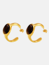 Stainless Steel Tigerite Ring and C-Hoop Earrings Set - Trendsi - Flyclothing LLC