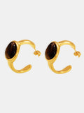 Stainless Steel Tigerite Ring and C-Hoop Earrings Set - Trendsi