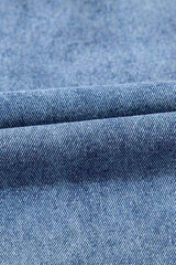 Short Sleeve Collared Patched Pocket Denim Mini Dress - Trendsi - Flyclothing LLC