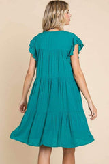 Culture Code Ruffle Cap Sleeve Tiered Dress - Trendsi - Flyclothing LLC