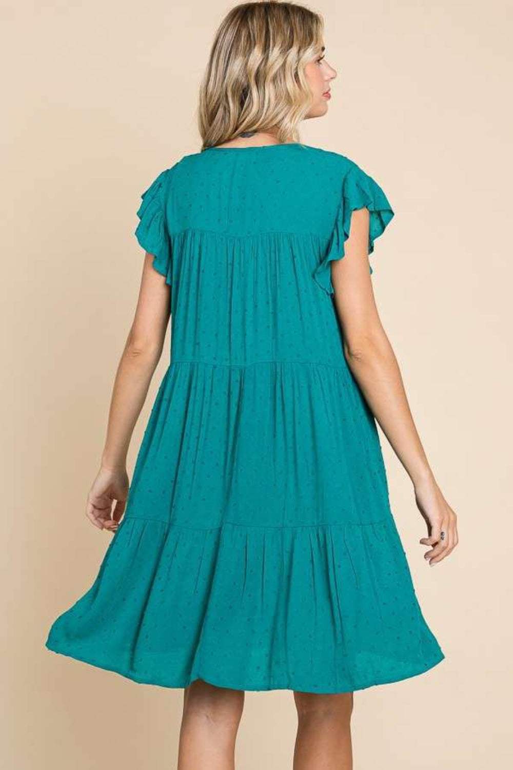 Culture Code Ruffle Cap Sleeve Tiered Dress - Trendsi - Flyclothing LLC