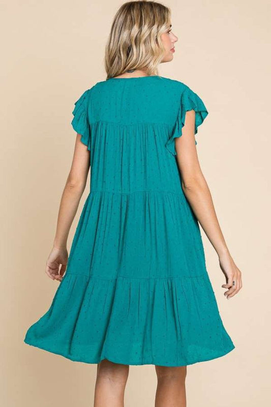 Culture Code Ruffle Cap Sleeve Tiered Dress - Trendsi