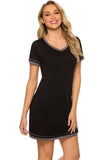 Contrast Trim Short Sleeve Lounge Dress - Trendsi - Flyclothing LLC